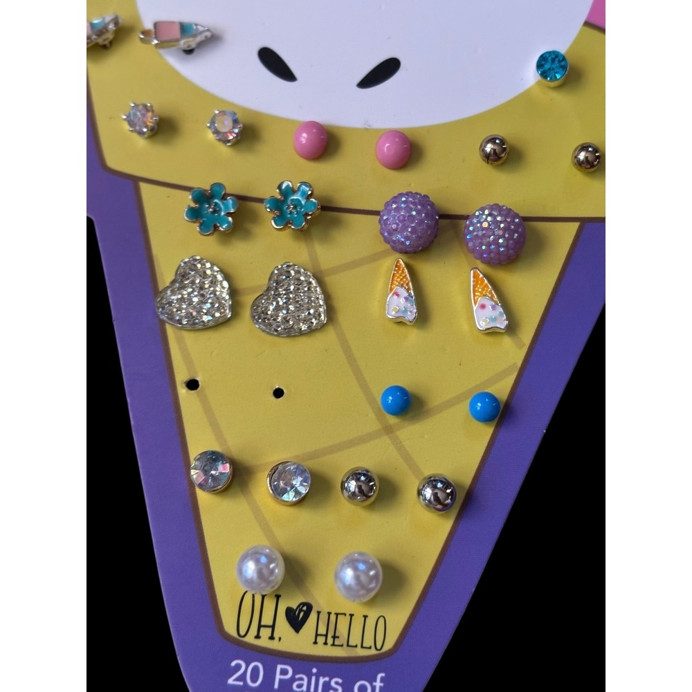 OH HELLO Kids 19 Pairs Unicorn Ice Cream Earrings Set Fun‎ Fantasy Jewelry - Picture 4 of 4